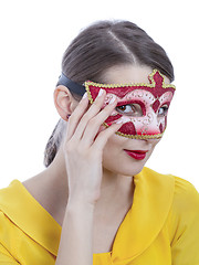 Image showing Portrait of a Young Woman with a Mask