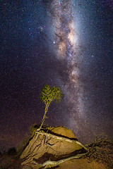 Image showing Milky Way galaxy shining brightly over arid Australia