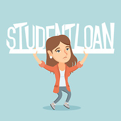 Image showing Caucasian woman holding sign of student loan.