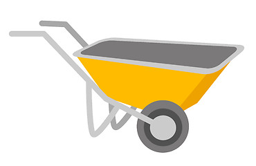 Image showing Yellow wheelbarrow vector cartoon illustration.