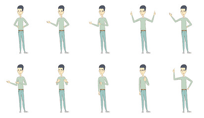 Image showing Young asian man vector illustrations set.