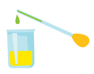 Image showing Pipette adding fluid to a beaker vector cartoon.