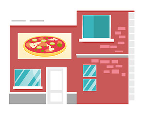 Image showing Pizzeria restaurant vector cartoon illustration.