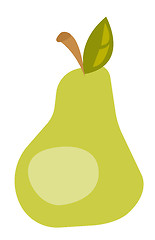 Image showing Green pear with leaf vector cartoon illustration.