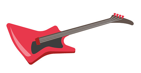 Image showing Red electric guitar vector cartoon illustration.