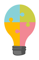 Image showing Lightbulb made of jigsaw puzzle vector cartoon.