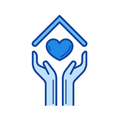 Image showing Hands and house roof with heart line icon.