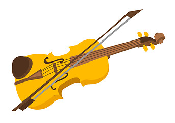 Image showing Violin with bow vector cartoon illustration.