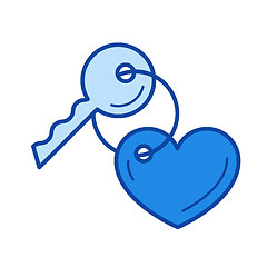 Image showing Key with a trinket in the shape of heart line icon