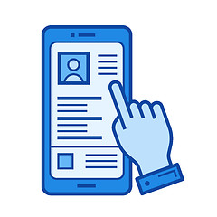 Image showing Finger touching smartphone line icon.