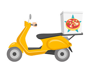 Image showing Pizza delivery scooter vector cartoon illustration