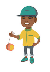 Image showing African-american boy playing with yo-yo.