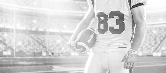 Image showing closeup American Football Player isolated on big modern stadium