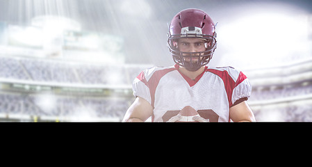 Image showing American Football Player isolated on big modern stadium field