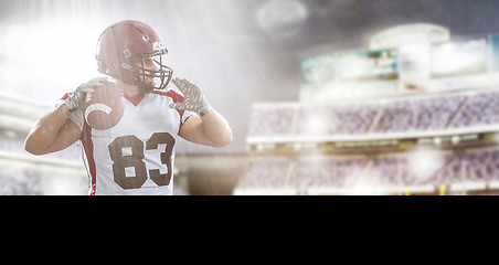 Image showing American Football Player isolated on big modern stadium field