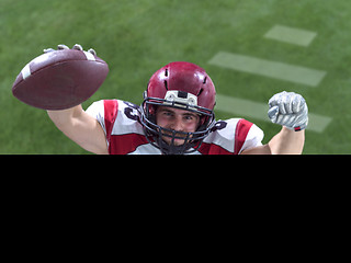 Image showing american football player celebrating touchdown