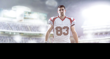 Image showing American Football Player isolated on big modern stadium field