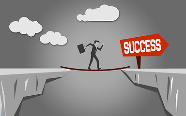 Image showing Walk over the cliff toward success