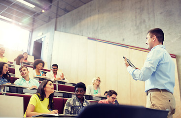 Image showing students and teacher with tablet pc at lecture