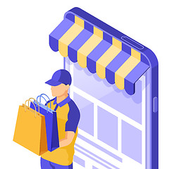 Image showing Isometric Online Internet Shopping