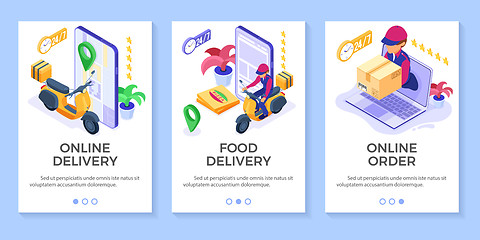 Image showing online food order package delivery service banners