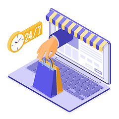 Image showing Isometric Online Internet Shopping