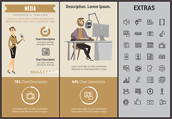 Image showing Media infographic template, elements and icons.