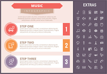 Image showing Music infographic template, elements and icons.