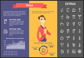 Image showing Drink infographic template, elements and icons.