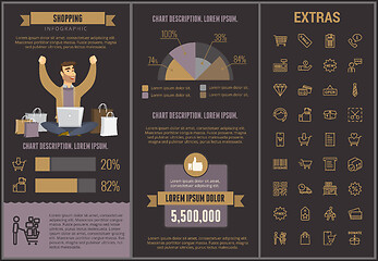 Image showing Shopping infographic template, elements and icons.