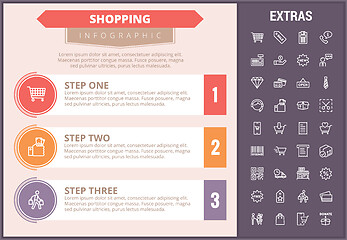 Image showing Shopping infographic template, elements and icons.