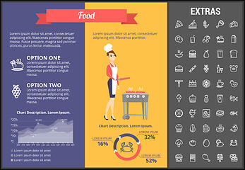 Image showing Food infographic template, elements and icons.