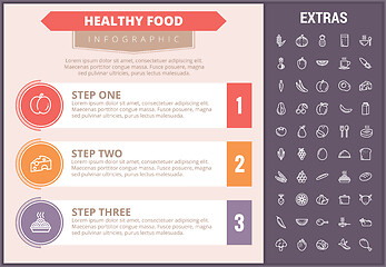 Image showing Healthy food infographic template, elements, icons