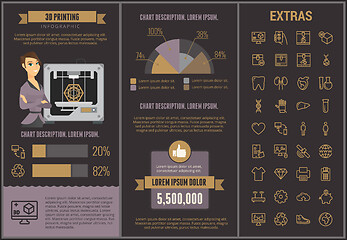 Image showing 3D printing infographic template and elements.