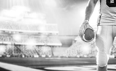 Image showing closeup American Football Player isolated on big modern stadium