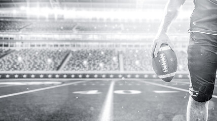 Image showing closeup American Football Player isolated on big modern stadium