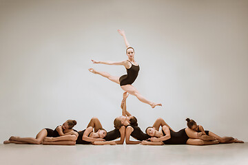 Image showing The group of modern ballet dancers