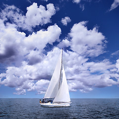 Image showing Sailing boat in the wind 