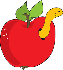 Image showing Apple and Worm