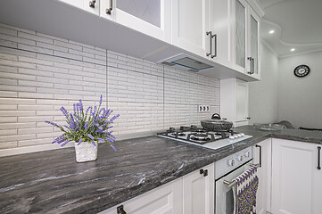 Image showing Modern white kitchen interior