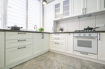 Image showing Modern white kitchen interior