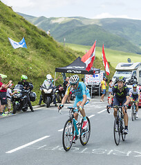 Image showing Cyclists on Col de Peyresourde - Tour de France 2014