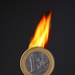 Image showing burning euro coin