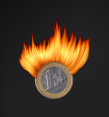 Image showing burning euro coin