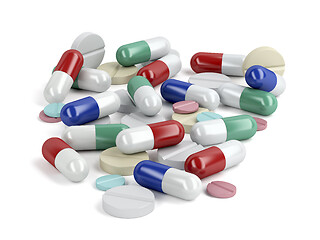 Image showing Pile of medicaments on white background