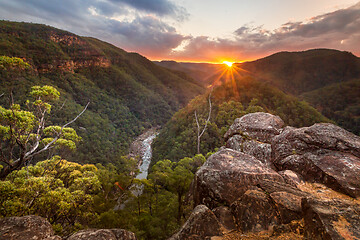 Image showing Views along the Grose Valley as the sun sets