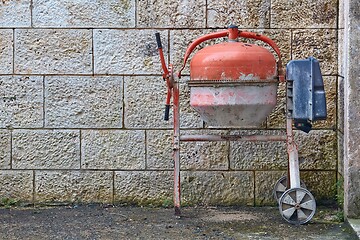 Image showing Concrete mixer in a backyard