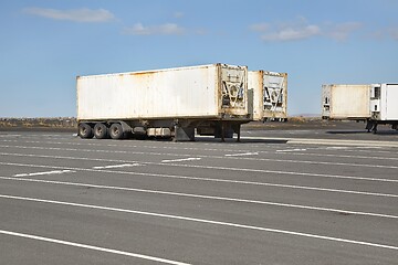 Image showing Container carrier trailers parked