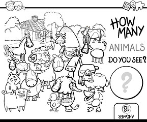 Image showing count farm animals for coloring