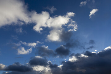 Image showing cumulus clouds of gray and white close-up